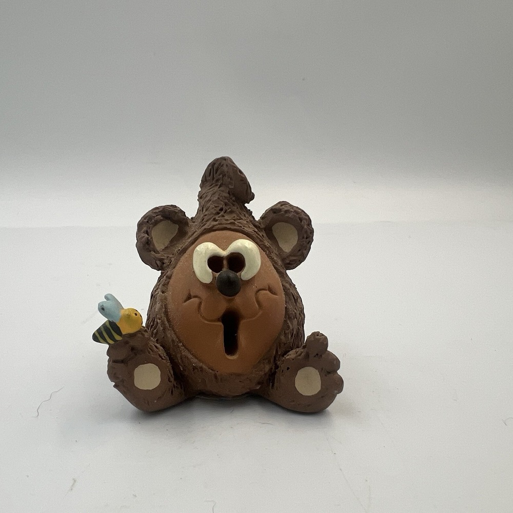 Vintage 1983 Cecile's Creations Denny's Kids Clay Bear Mini Figurine Clay 1.75"